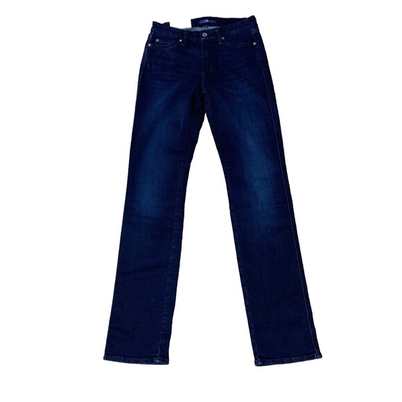 NWT 7 For All Mankind Women's Kimmie Straight Leg Denim Jeans Black Blue Size 28